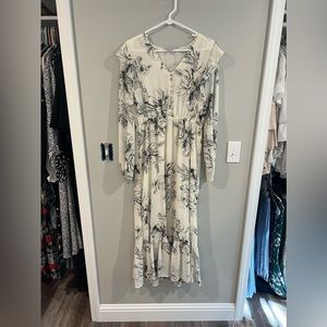 Cream & Black floral dress